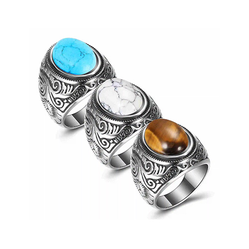 stainless steel rings with stones