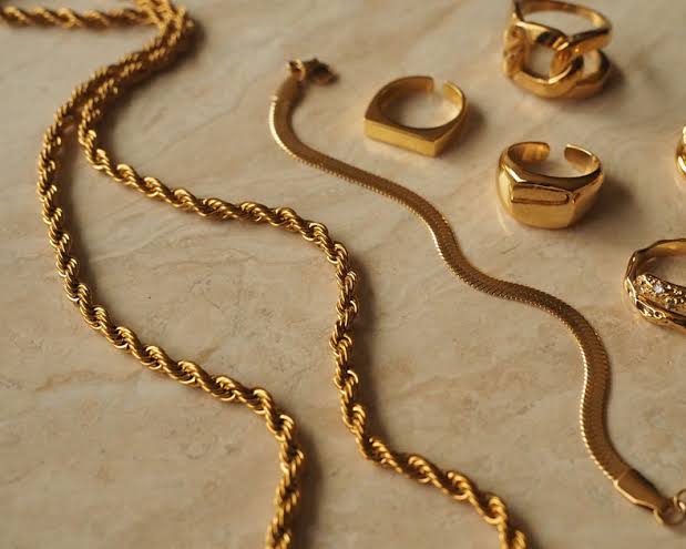 Gold-plated Stainless Steel Necklaces and Rings