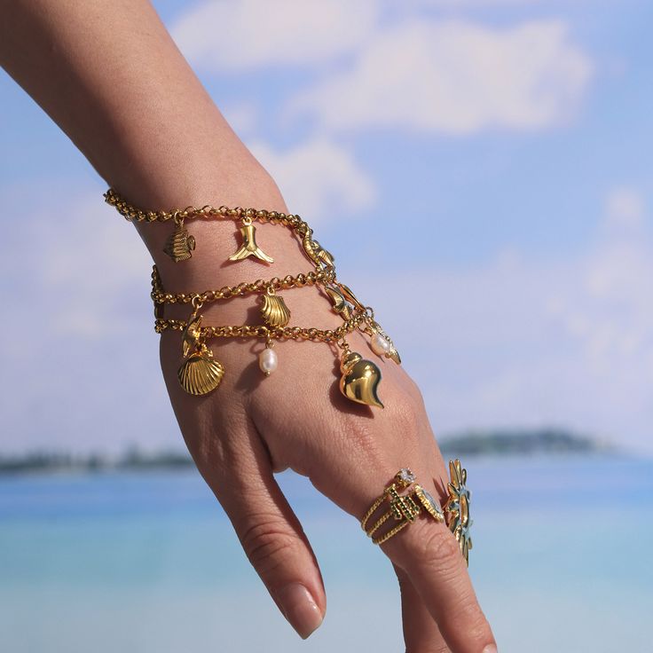 Ocean-inspired Stainless Steel Layered Bracelets
