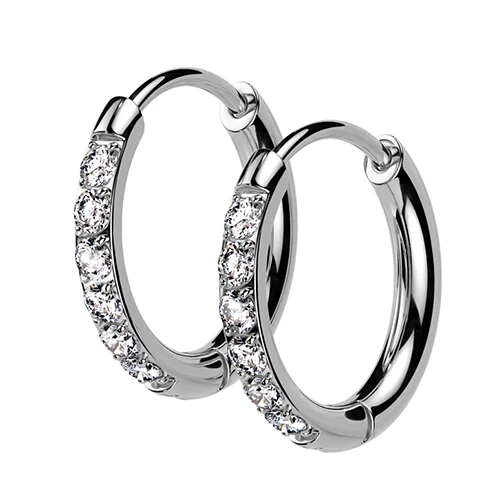 stainless steel hoop CZ earring