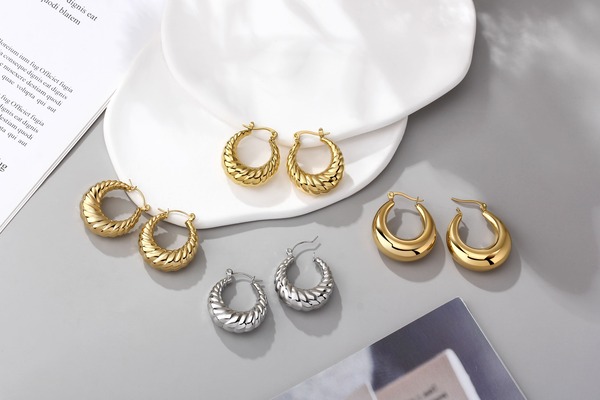 PVD Gold Plating Stainless Steel Hoop Earrings