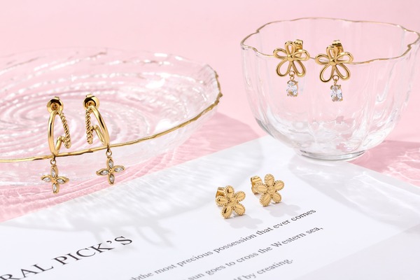 PVD Gold Plating Stainless Steel Flora Earrings