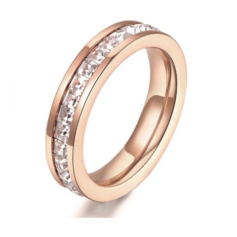 Rose Gold Stainless Steel Ring with Stones