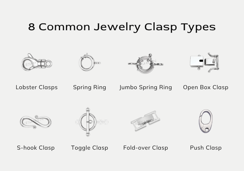 8 Different Chain, Necklace, and Bracelet Clasp Types (Examples)